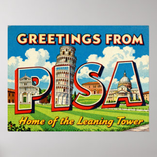 Ouderwetse Groeten uit Pisa Poster