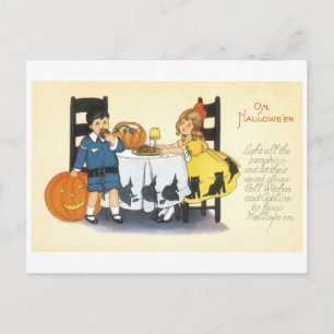 ouderwetse halloween, Boy & Girl Briefkaart