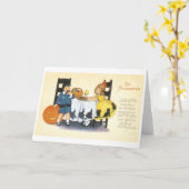 ouderwetse halloween, Boy & Girl Kaart (Gele Bloem)