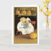 ouderwetse halloween, Boy & Girl Kaart (Gele Bloem)