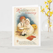 ouderwetse halloween, Boy & Girl Kaart (Gele Bloem)