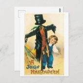 ouderwetse halloween, carecrow en kind briefkaart (Voorkant / Achterkant)