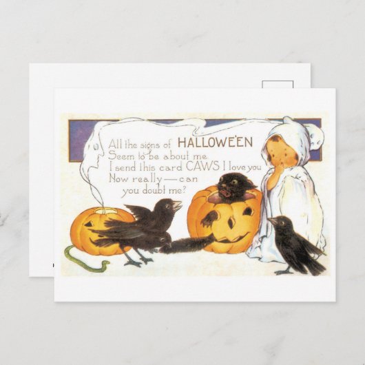 ouderwetse halloween, Crow Briefkaart (Voorkant / Achterkant)
