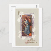 ouderwetse Halloween, dame met handspiegel Briefkaart (Voorkant / Achterkant)