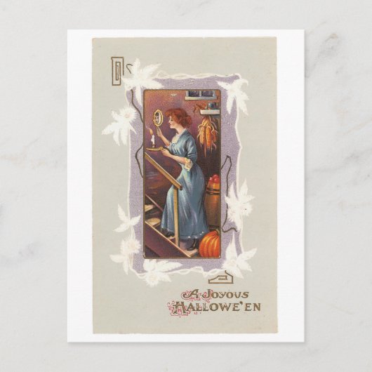 ouderwetse Halloween, dame met handspiegel Briefkaart (Voorkant)