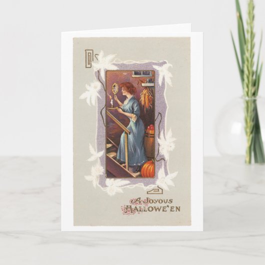 ouderwetse Halloween, dame met handspiegel Kaart (Voorkant)