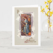 ouderwetse Halloween, dame met handspiegel Kaart (Gele Bloem)