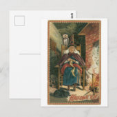 ouderwetse halloween, heks briefkaart (Voorkant / Achterkant)