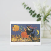 ouderwetse halloween, heks briefkaart (Staand voorkant)