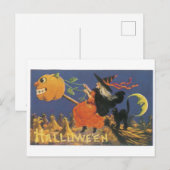 ouderwetse halloween, heks briefkaart (Voorkant / Achterkant)