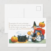 ouderwetse halloween, heks briefkaart (Voorkant / Achterkant)