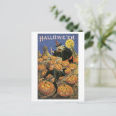 ouderwetse halloween, heks briefkaart (Staand voorkant)