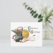 ouderwetse halloween, heks & Jack-o'-lantaarn Briefkaart (Staand voorkant)