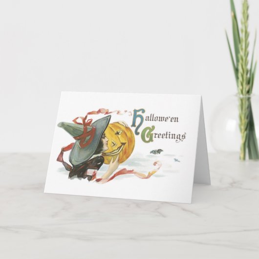 ouderwetse halloween, heks & Jack-o'-lantaarn Kaart (Voorkant)