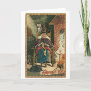 ouderwetse halloween, heks kaart