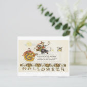 ouderwetse Halloween, heks met Owl Briefkaart (Staand voorkant)
