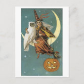 ouderwetse Halloween, heks met Owl Briefkaart (Voorkant)
