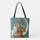 ouderwetse Halloween, heks met Owl Tote Bag (Achterkant)
