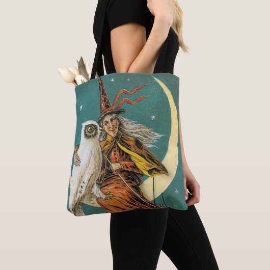 ouderwetse Halloween, heks met Owl Tote Bag (Dichtbij)