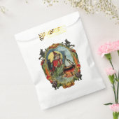 ouderwetse halloween, heks met zwarte kat bedankzakje (Gezegeld)