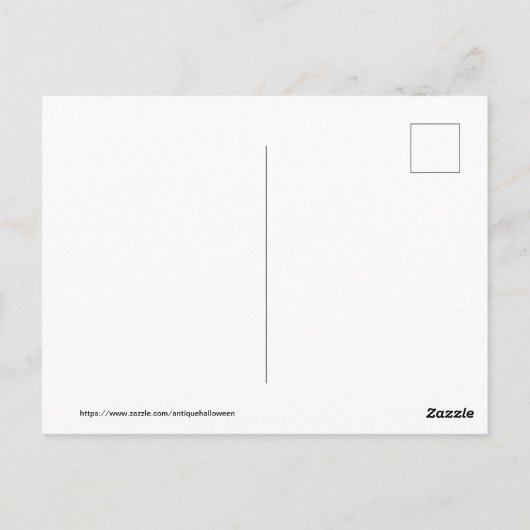 ouderwetse halloween, heks met zwarte kat briefkaart (Achterkant)