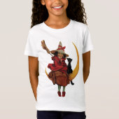 ouderwetse halloween, heks met zwarte kat t-shirt (Voorkant)