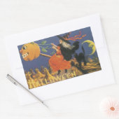 Ouderwetse Halloween heks Rechthoekige Sticker (Envelop)
