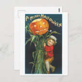 ouderwetse halloween, Jack-o'-lantaarns Scarecrow Briefkaart (Voorkant / Achterkant)