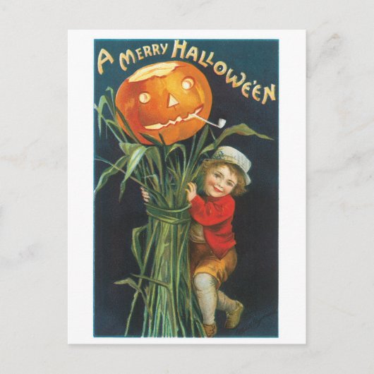 ouderwetse halloween, Jack-o'-lantaarns Scarecrow Briefkaart (Voorkant)