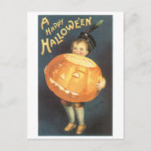 ouderwetse Halloween, jongen met pompoen Briefkaart (Voorkant)