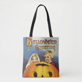 ouderwetse halloween, kinderen & pompoen tote bag