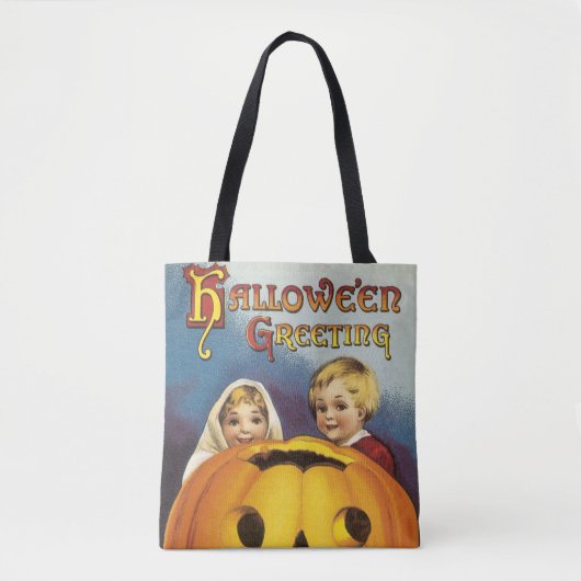 ouderwetse halloween, kinderen & pompoen tote bag (Voorkant)