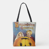 ouderwetse halloween, kinderen & pompoen tote bag (Achterkant)