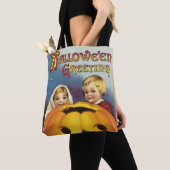 ouderwetse halloween, kinderen & pompoen tote bag (Dichtbij)