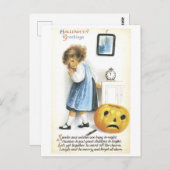 ouderwetse halloween, meisje briefkaart (Voorkant / Achterkant)