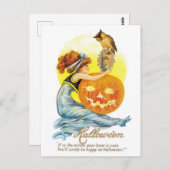 ouderwetse halloween, meisje met kieuwen briefkaart (Voorkant / Achterkant)
