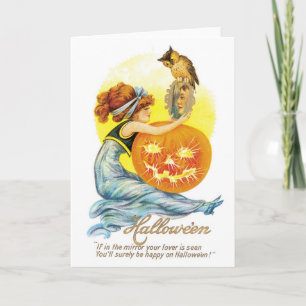 ouderwetse halloween, meisje met kieuwen kaart