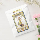 ouderwetse halloween, meisje met zwarte kat bedankzakje (Gezegeld)