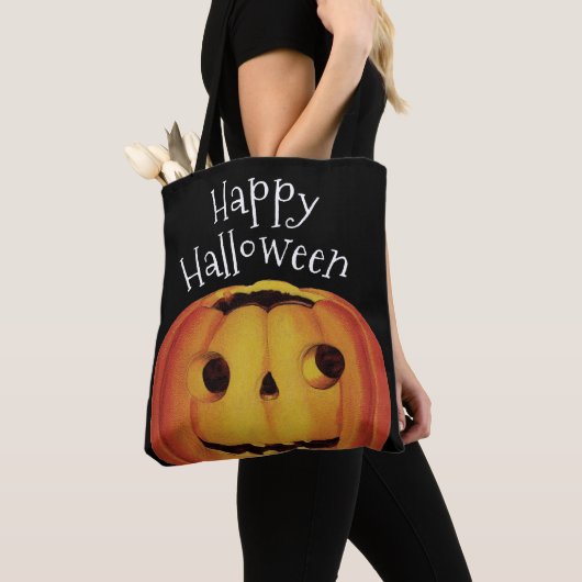 ouderwetse halloween, pompoen (jack-o'-lantaarn) tote bag (Dichtbij)