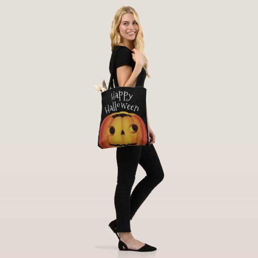 ouderwetse halloween, pompoen (jack-o'-lantaarn) tote bag (Op model)