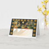 ouderwetse halloween, pompoen kaart (Gele Bloem)