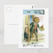 ouderwetse halloween, pompoenman briefkaart (Voorkant / Achterkant)