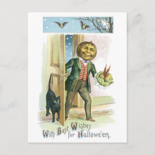 ouderwetse halloween, pompoenman briefkaart (Voorkant)