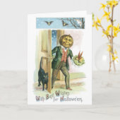 ouderwetse halloween, pompoenman kaart (Gele Bloem)