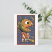 ouderwetse Halloween, pompoenmeisje Briefkaart (Staand voorkant)