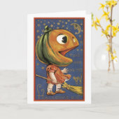 ouderwetse Halloween, pompoenmeisje Kaart (Gele Bloem)