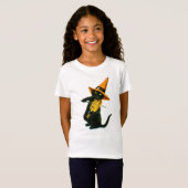 ouderwetse Halloween, witch cat die Violin speelt T-shirt (Voorkant volledig)