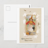 ouderwetse Halloween, witch girl Briefkaart (Voorkant / Achterkant)