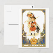 ouderwetse Halloween, witch girl Briefkaart (Voorkant / Achterkant)