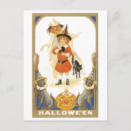 ouderwetse Halloween, witch girl Briefkaart (Voorkant)